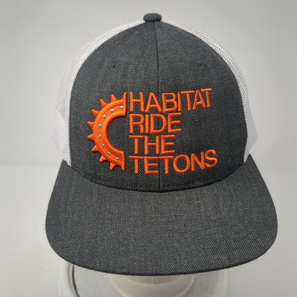 Habitat Ride The Tetons Snapback Trucker Hat Gray One Size Mesh Back - Picture 2 of 8